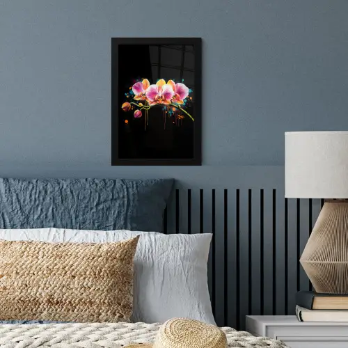 Orchidee - Graffiti - Kleurrijk - Bloemen - Abstract fotolijst zwart zonder passe partout klein -sfeer3