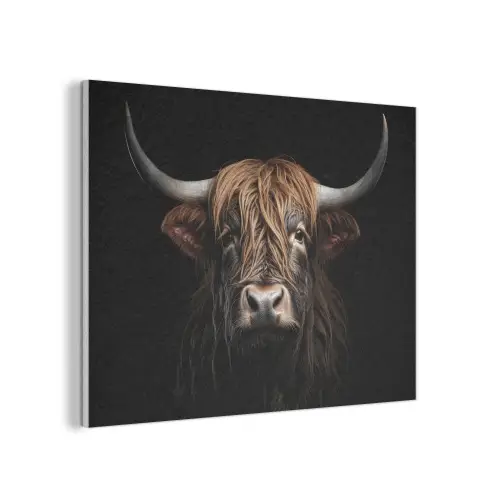 Schotse hooglander - Portret - Zwart - Dier PET vilt klein -3d