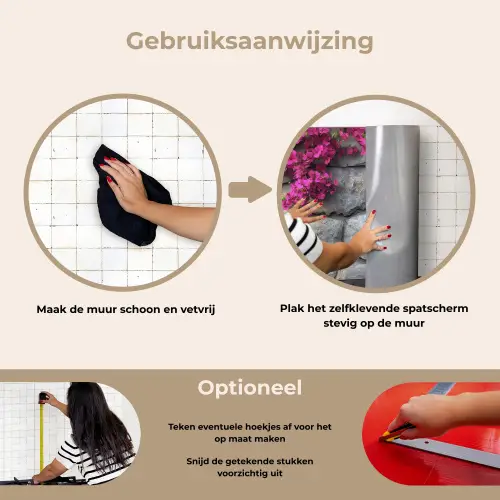 Bougainvillea - Stenen Muur - Roze keuken achterwand spatscherm klein -gebruiksaanwijzing_NL