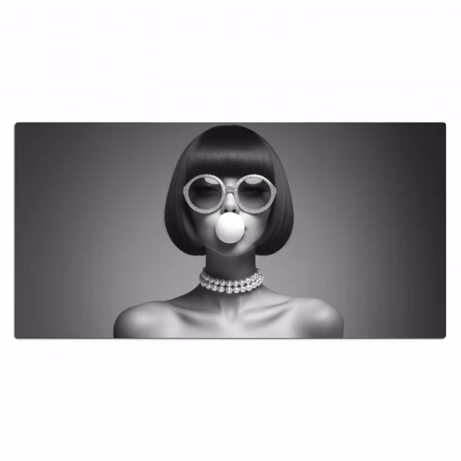 Schreibtischunterlage - Frau - Schwarz und weiß - Halskette - Sonnenbrille