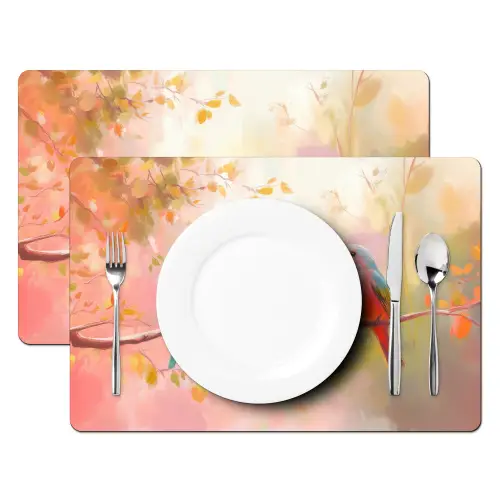 Vogels - Kleurrijk - Tak Placemat vinyl groot -zzsfeer2_Kitchenyeah-website