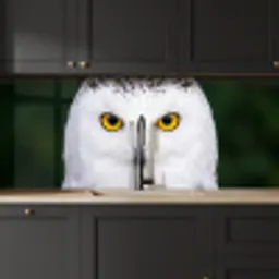 Sneeuwuil - Portret - Geel keuken achterwand 2 middel -sfeer1