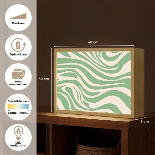 Zebrapatroon - Groen - Retro Light Box met batterij (Wandlamp) middel -USP_websiteoverzichtNL