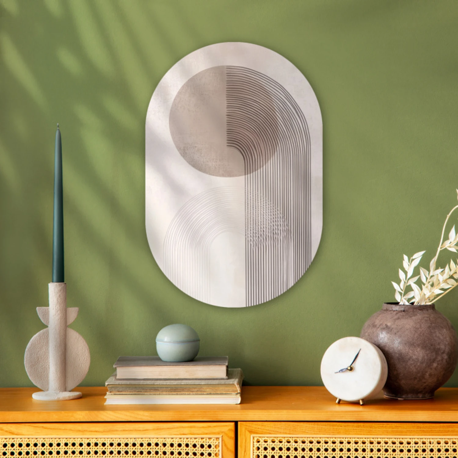 Minimalistisch - Cirkel - Lichtgrijs Wandcirkel Ovaal Forex klein -sfeer2