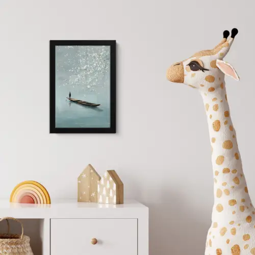 Bloesems - Minimalistisch - Wateroppervlak - Boot fotolijst zwart zonder passe partout klein -usfeer4_kinderkamer