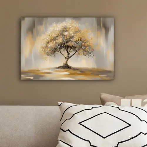 Schilderij - Boom - Abstract - Bladeren canvas 2cm klein -sfeer3