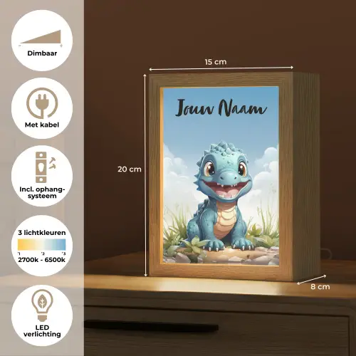 Draak - Blauw - Jongens - Kinderen Light Box met kabel (Kinderlampje) klein -USP_NL