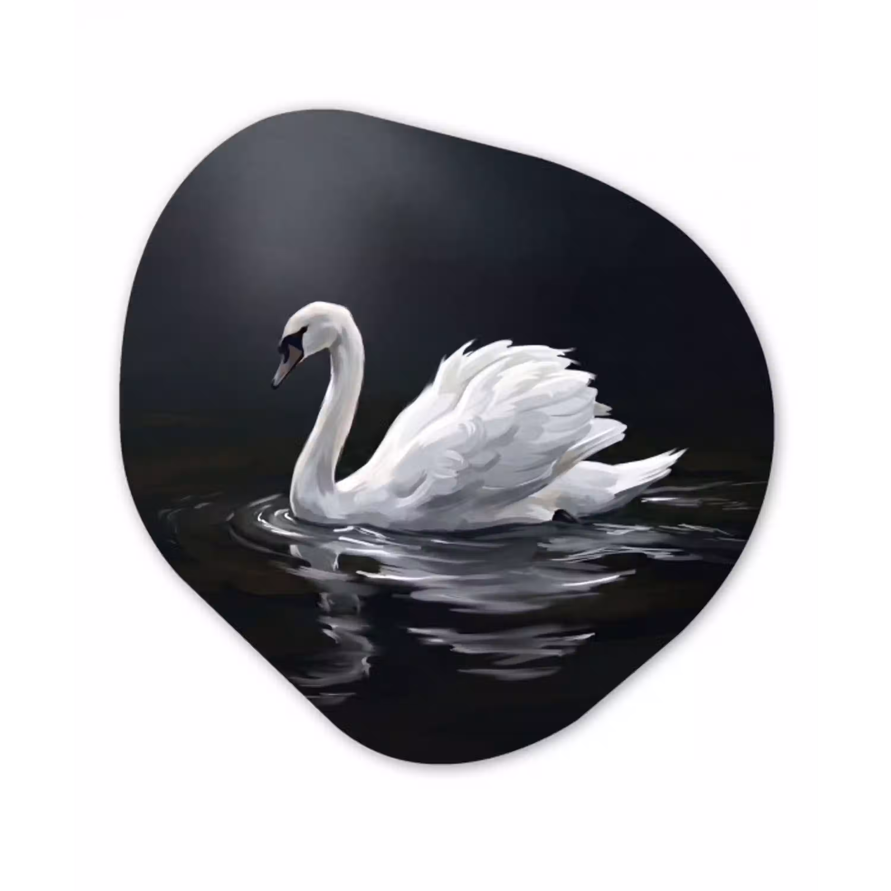 Zwaan - Water - Natuur - Realistisch - Wit Wandcirkel Organisch Forex 3mm klein -3d