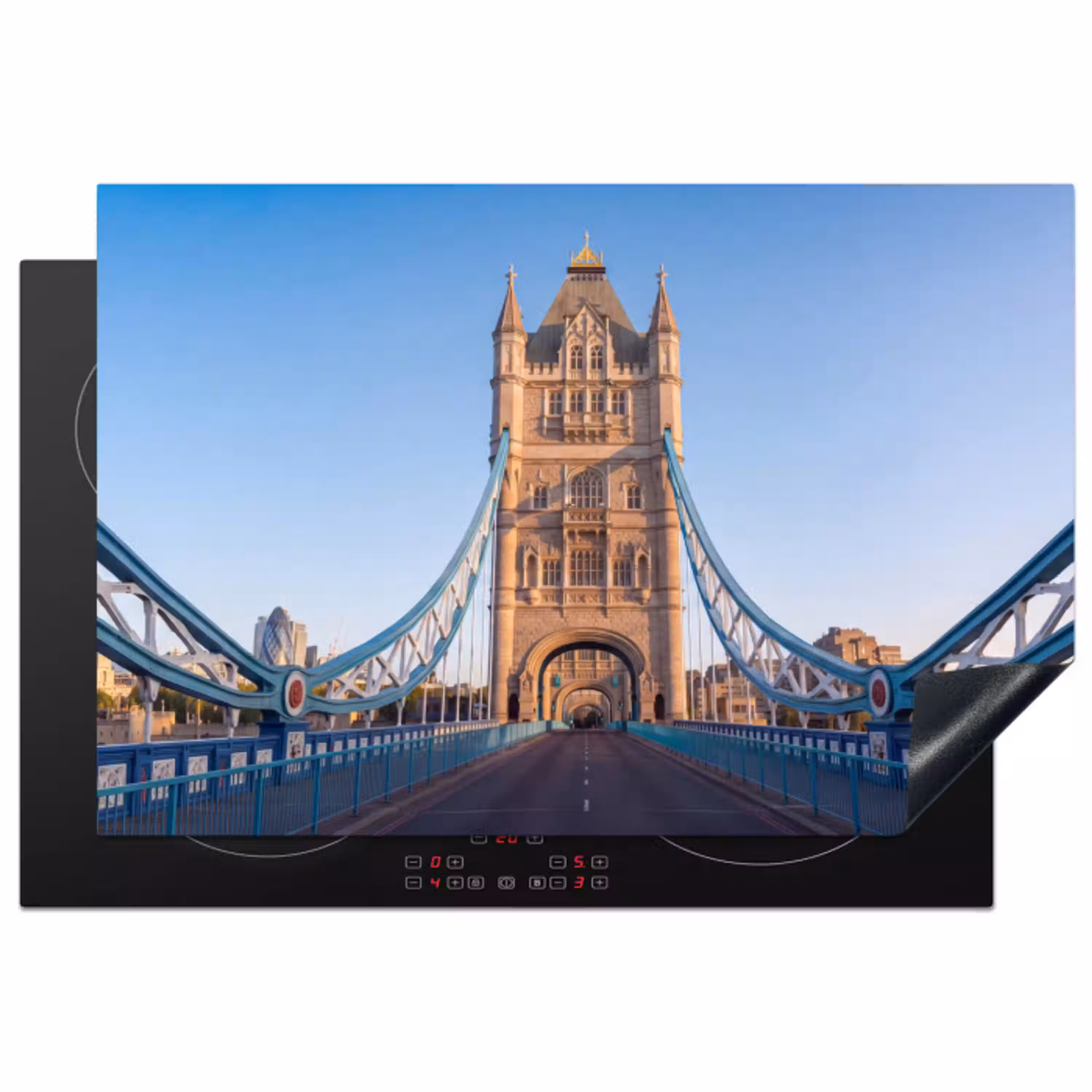 Brug - Toren - Architectuur - Klassiek - Blauw Inductie beschermer vinyl 3mm klein -3d