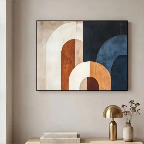 Abstract - Vormen - Donkerblauw Textielframe - compleet frame klein -sfeer2