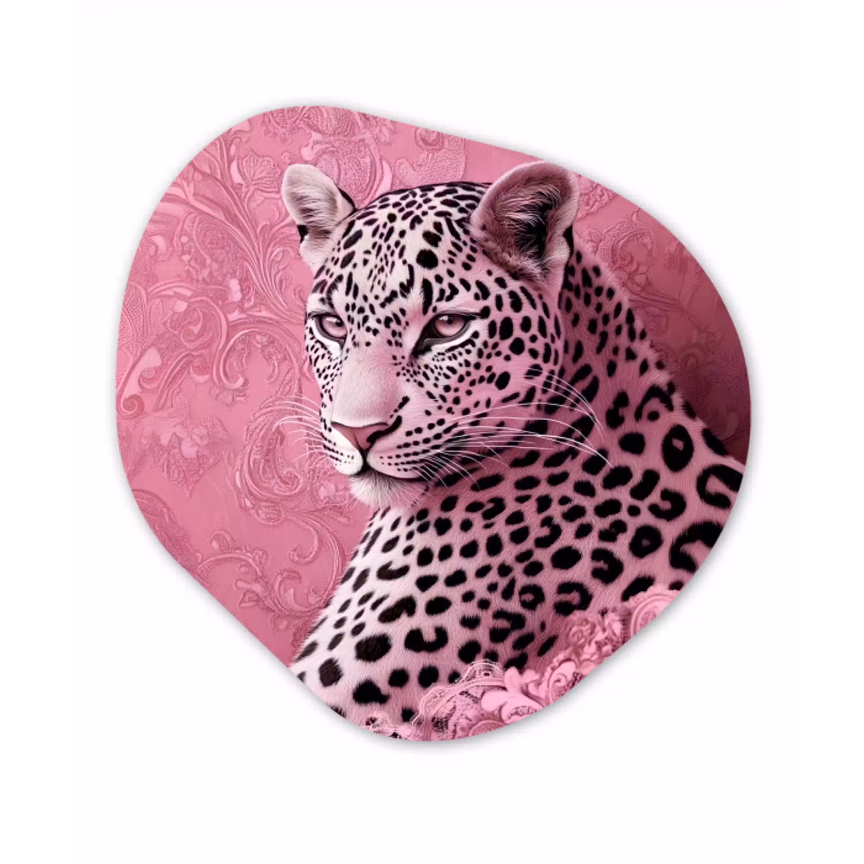 Panter - Luxe - Roze Wandcirkel Organisch Forex 3mm klein -3d