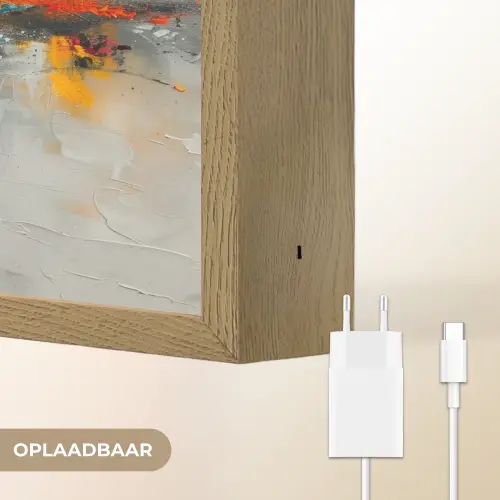 Modern - Oranje - Grijs - Kunst Light Box met batterij (Wandlamp) middel -USP_websiteoplaadbaarNL