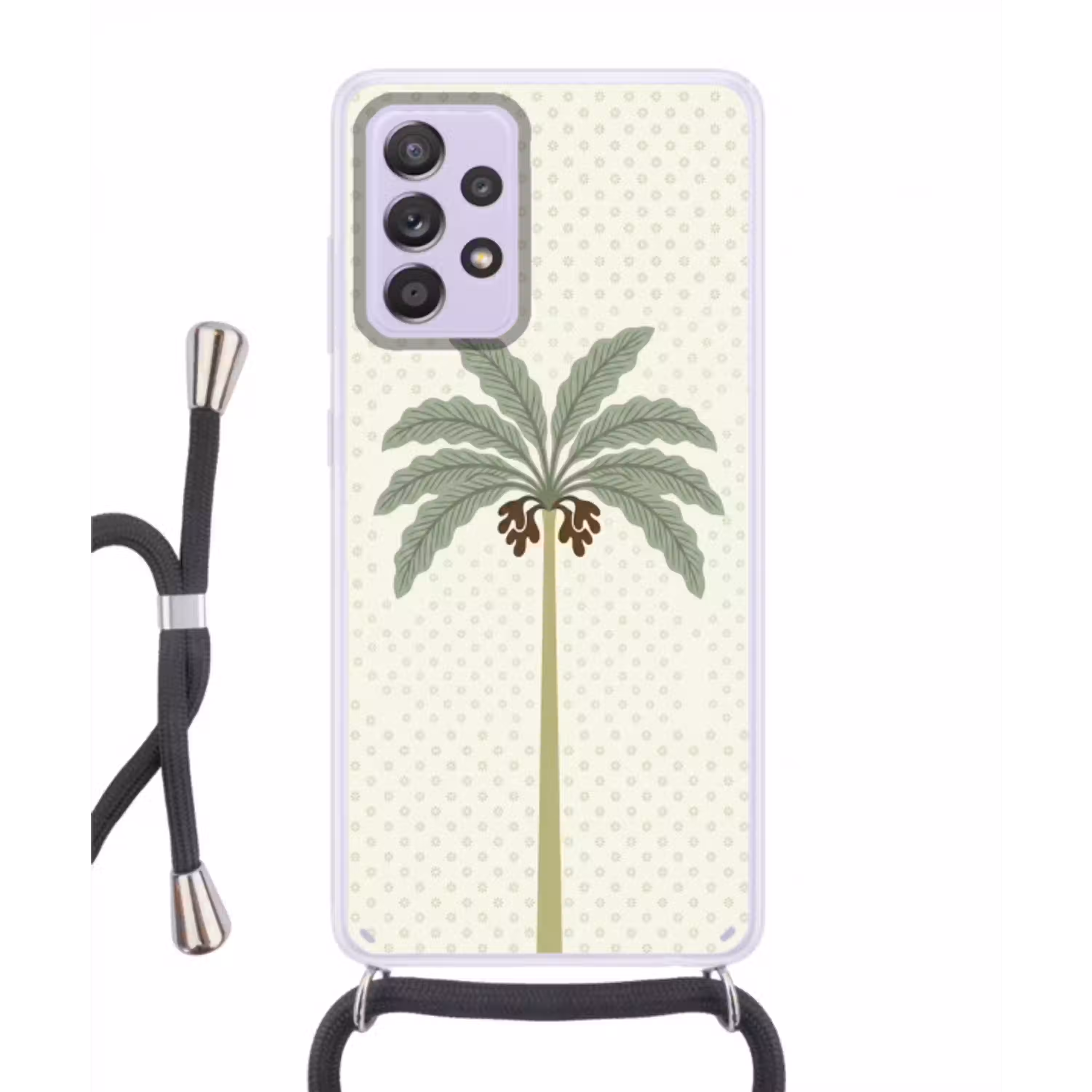 Boom - Bladeren - Groen - Decoratief - Beige Hoesje Samsung Galaxy A52 5G met koord klein -3d
