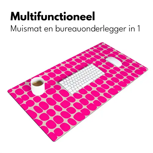 Stippen - Patroon - Roze Muismat XXL klein 681 -sfeer4