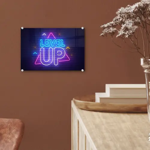 Gaming - Neon - Level Up - Quotes - Gamen plexiglas 5mm klein -sfeer5