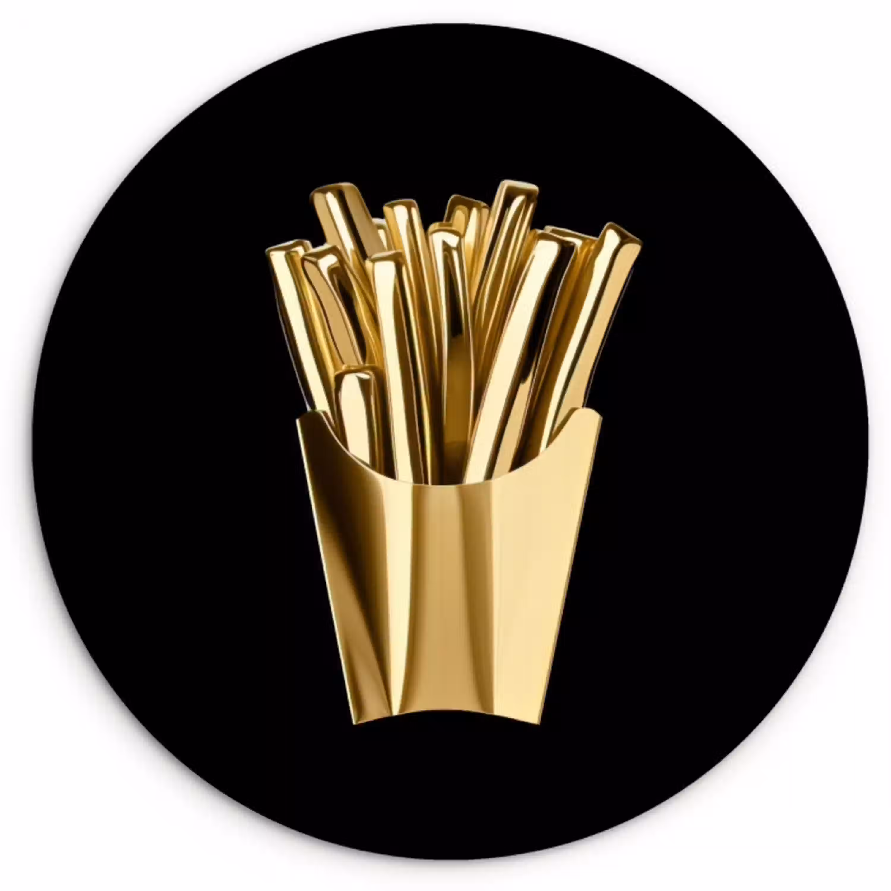 Friet - Goud - Chrome - Eten Wandcirkel plexiglas klein -3d