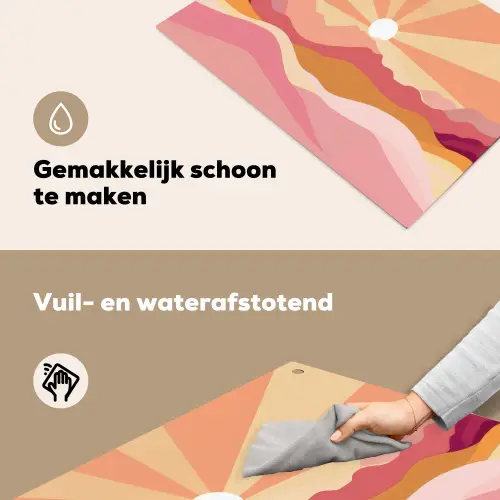 Bergen - Abstract - Zonnestralen - Roze Inductie beschemer met haakjes klein -ky-schoon-nl