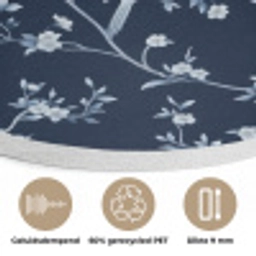 Grafisch - Bloesemtak - Blauw Akoestische PET Vilt - Rond klein 838 -closeup_NL