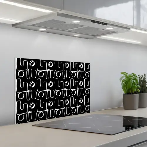 Herhaling - Handgetekend - Lijnen - Wit keuken achterwand spatscherm klein 900 -3d_schuin