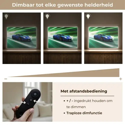 Race auto - Blauw - Groen Light Box met batterij (Wandlamp kind) middel -USP_dimbaarNL