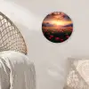 Landschap - Zonsondergang - Bloemenveld Wandcirkel kunststof plaat 5mm dik klein -sfeer5