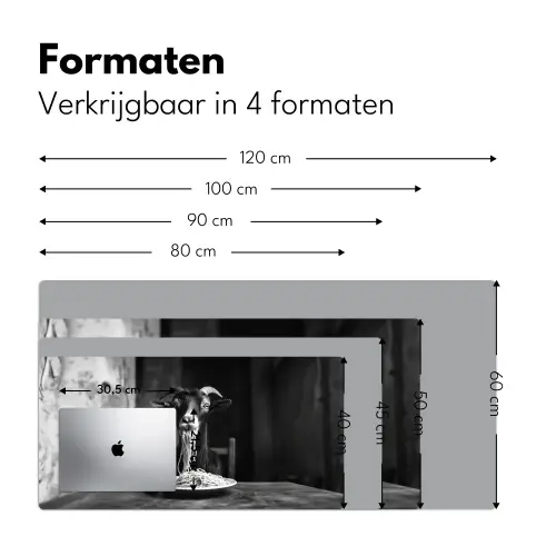 Geit - Bord - Spaghetti - Zwart Wit Muismat XXL klein -sfeer5