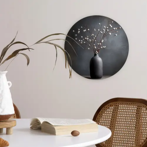 Takken - Vaas - Bolletjes - Wit Wandcirkel plexiglas klein -sfeer4