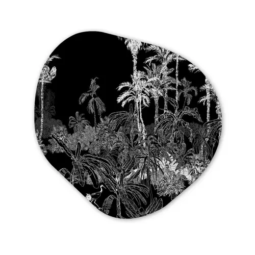 Palm - Jungle - Tropical Wandcirkel Organisch Aluminium middel -3d