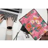 Roze - Bloemen - Wit - Oranje laptophoes neopreen klein -bureau