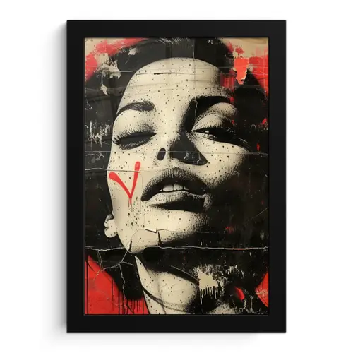 Graffiti - Vrouw - Rood - Street art - Banksy fotolijst zwart zonder passe partout klein -3d