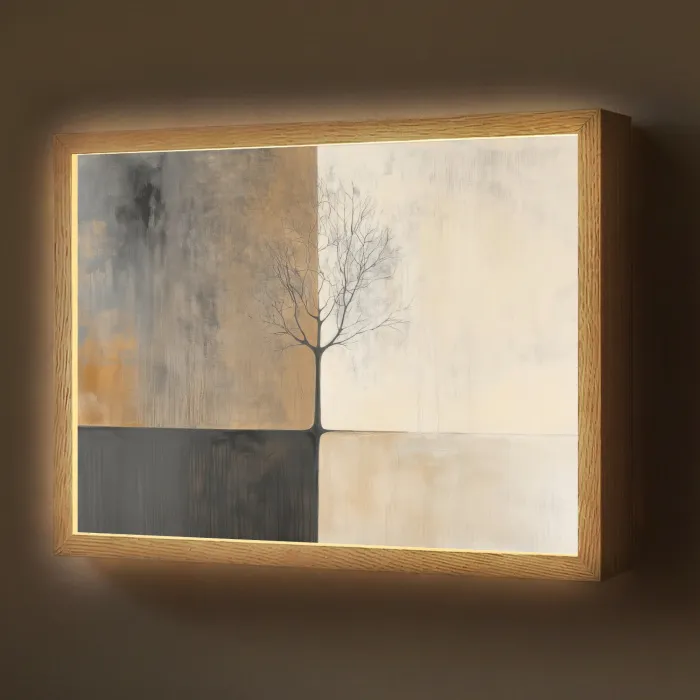 Boom - Vlakken - Takken - Kleurverloop Light Box met batterij (Wandlamp) middel -z3d_website