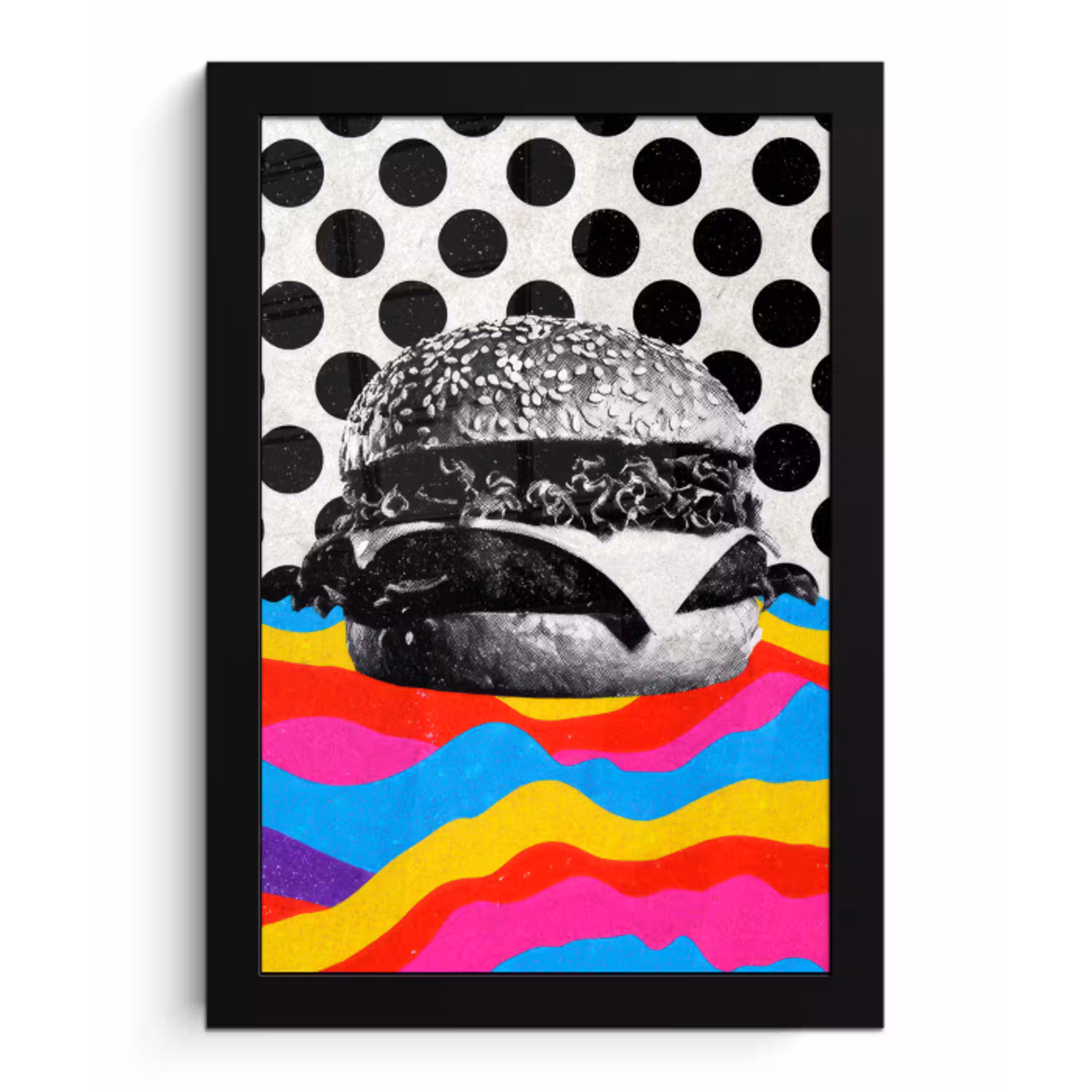 Hamburger - Stippen - Golven - Kleuren fotolijst zwart zonder passe partout klein -3d