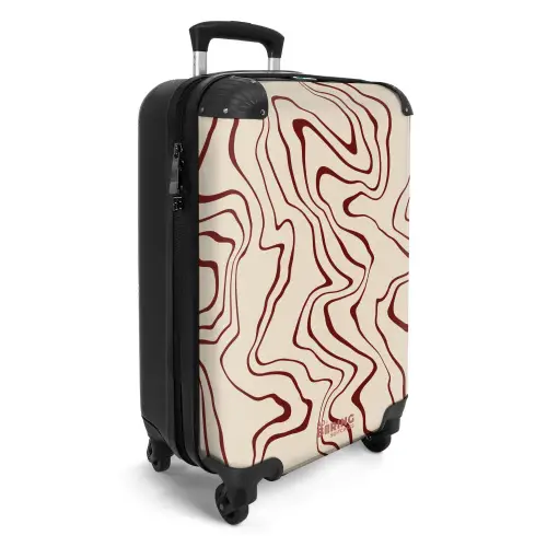 Beige achtergrond met abstracte rode lijnen NBS - Handbagage koffer - Unisex middel -productfoto_3d