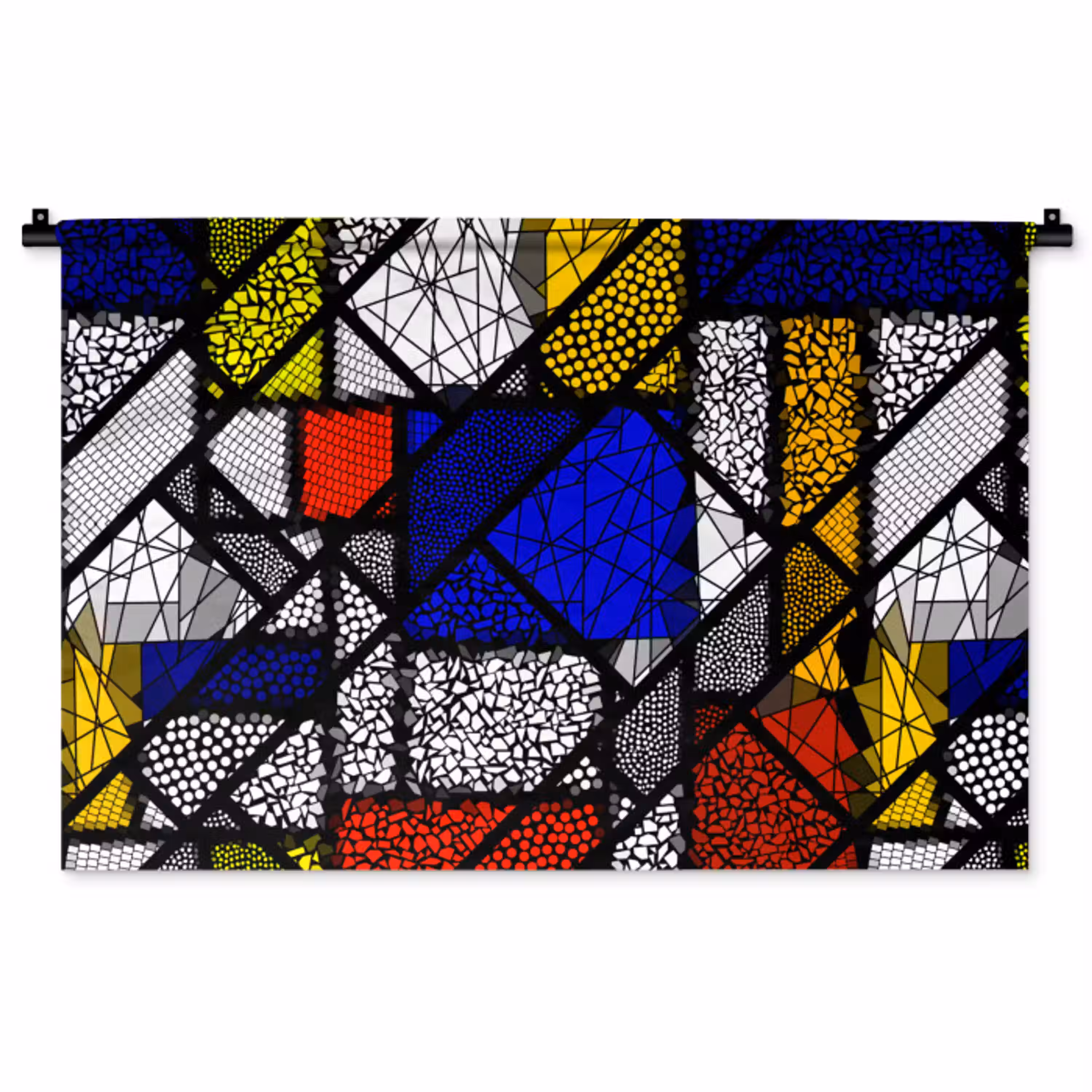 Mondriaan - Glas in lood - Oude Meesters - Kunstwerk - Abstract - Schilderij Wandkleed katoen middel -zz3d