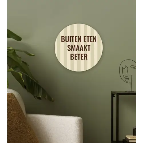 Buiten - Quote - Strepen - Zomer Wandcirkel plexiglas klein -sfeer3