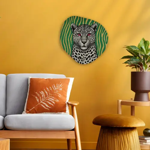 Panter - Zebrapatroon - Groen Wandcirkel Organisch Forex 3mm klein -sfeer4