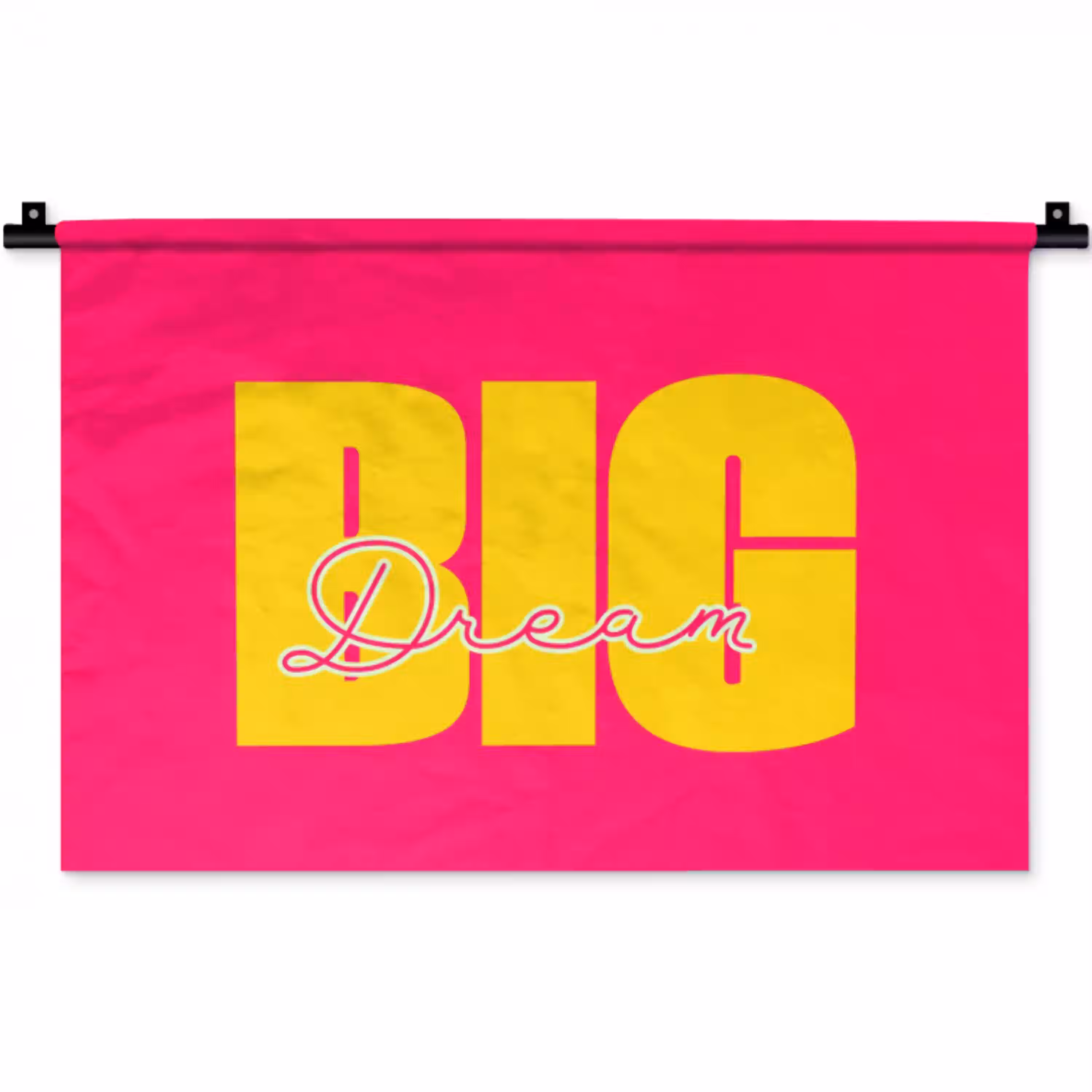 Dream big - Roze - Geel - Minimalistisch Wandkleed katoen klein -zz3d