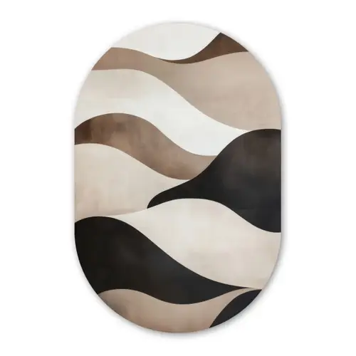 Golven - Abstract - Beige Wandcirkel Ovaal Forex klein -3d