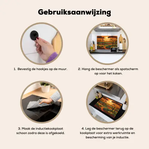 Landschap - Afrikaans - Zon Inductie beschemer met haakjes klein -ky-gebruik-nl