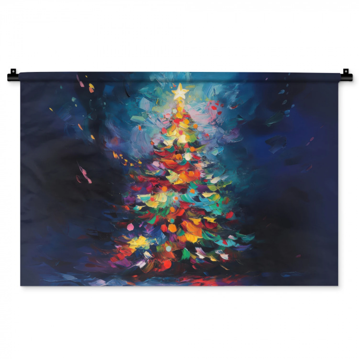 Kerstboom - Kerst - Abstract - Kleurrijk Wandkleed katoen middel -zz3d