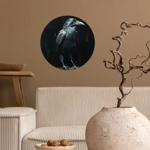 Raaf - Vogels - Zwart Wandcirkel behangsticker klein -sfeer1
