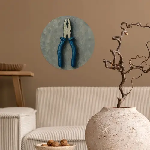 Tang - Schilderij - Textuur - Verf Wandcirkel behangsticker klein -sfeer1