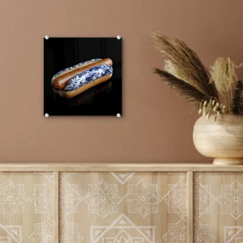 Hotdog - Porselein - Delfts blauw - Eten plexiglas 5mm klein -sfeer5