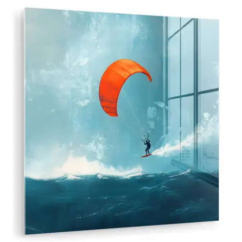 Kitesurfer - Oranje - Zee - Lucht plexiglas 5mm klein -zzzproduct_nieuw