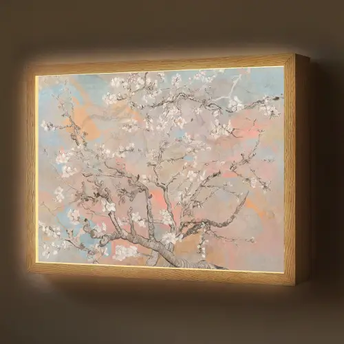 Amandelbloesem - Kunst - Van Gogh - Pastel Light Box met batterij (Wandlamp) middel -z3d_website
