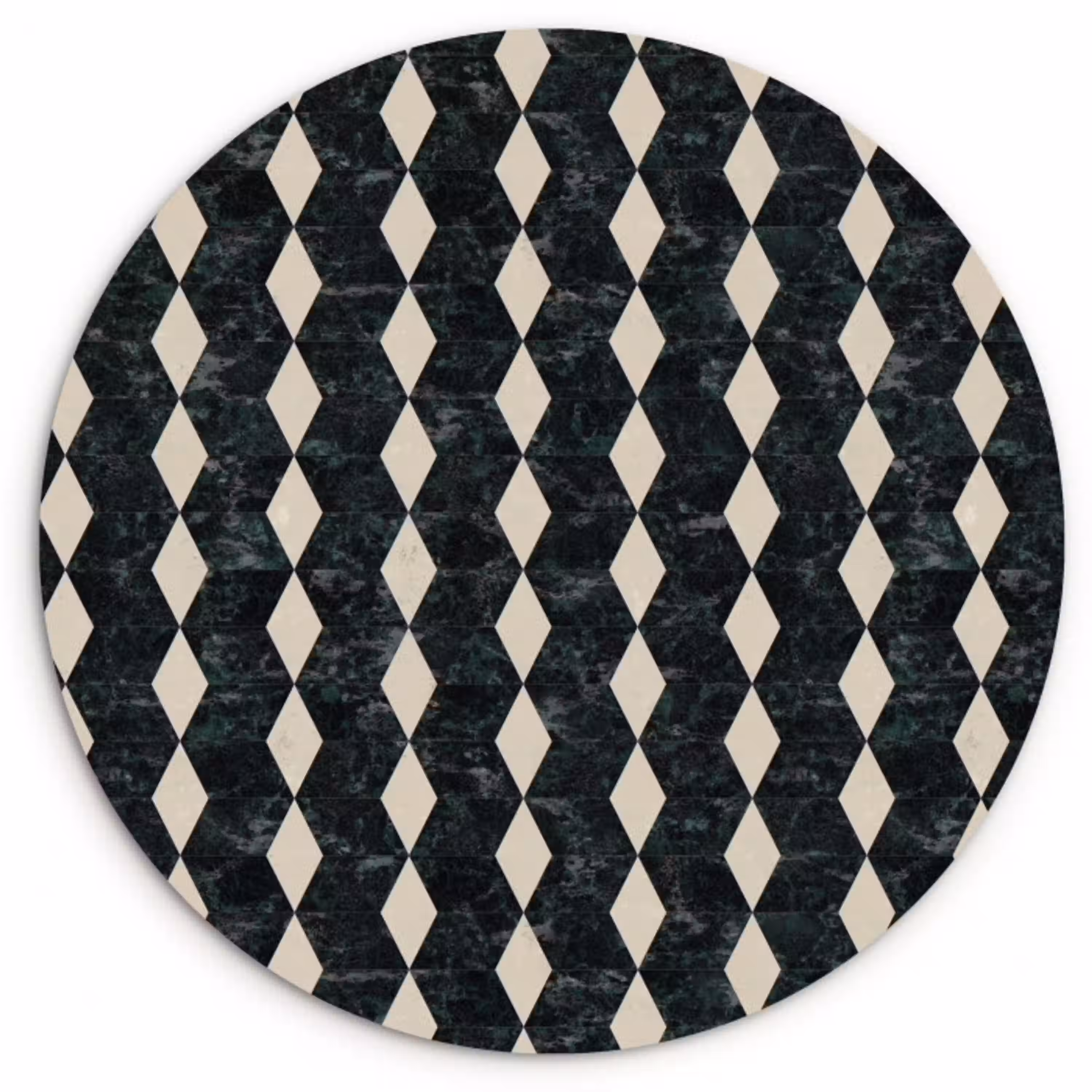 Geometrisch - Patroon - Marmer - Groen Wandcirkel kunststof plaat 5mm dik klein 188 -3d
