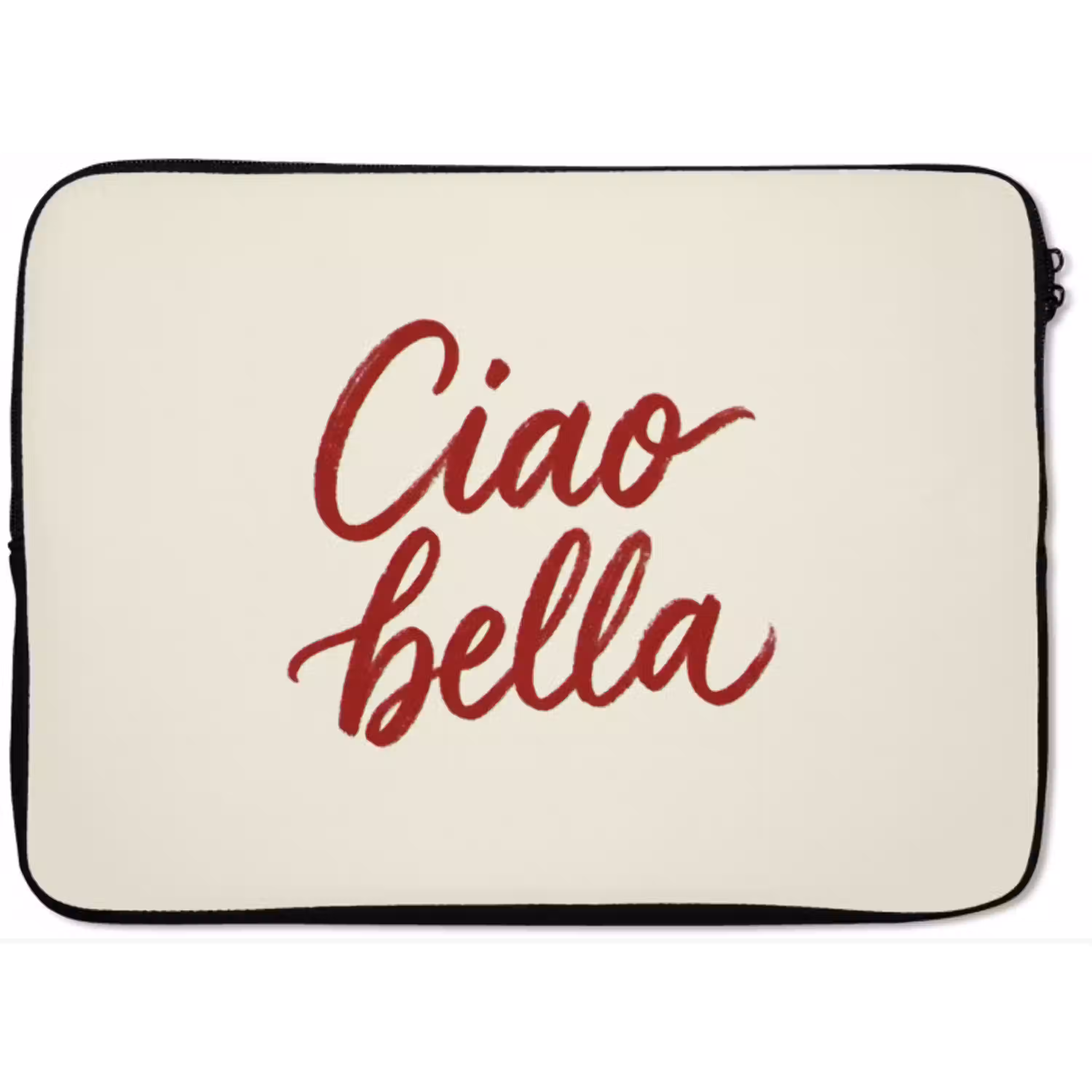 Ciao bella - Rood - Wit - Minimalistisch laptophoes neopreen klein -zkaufland3dotto