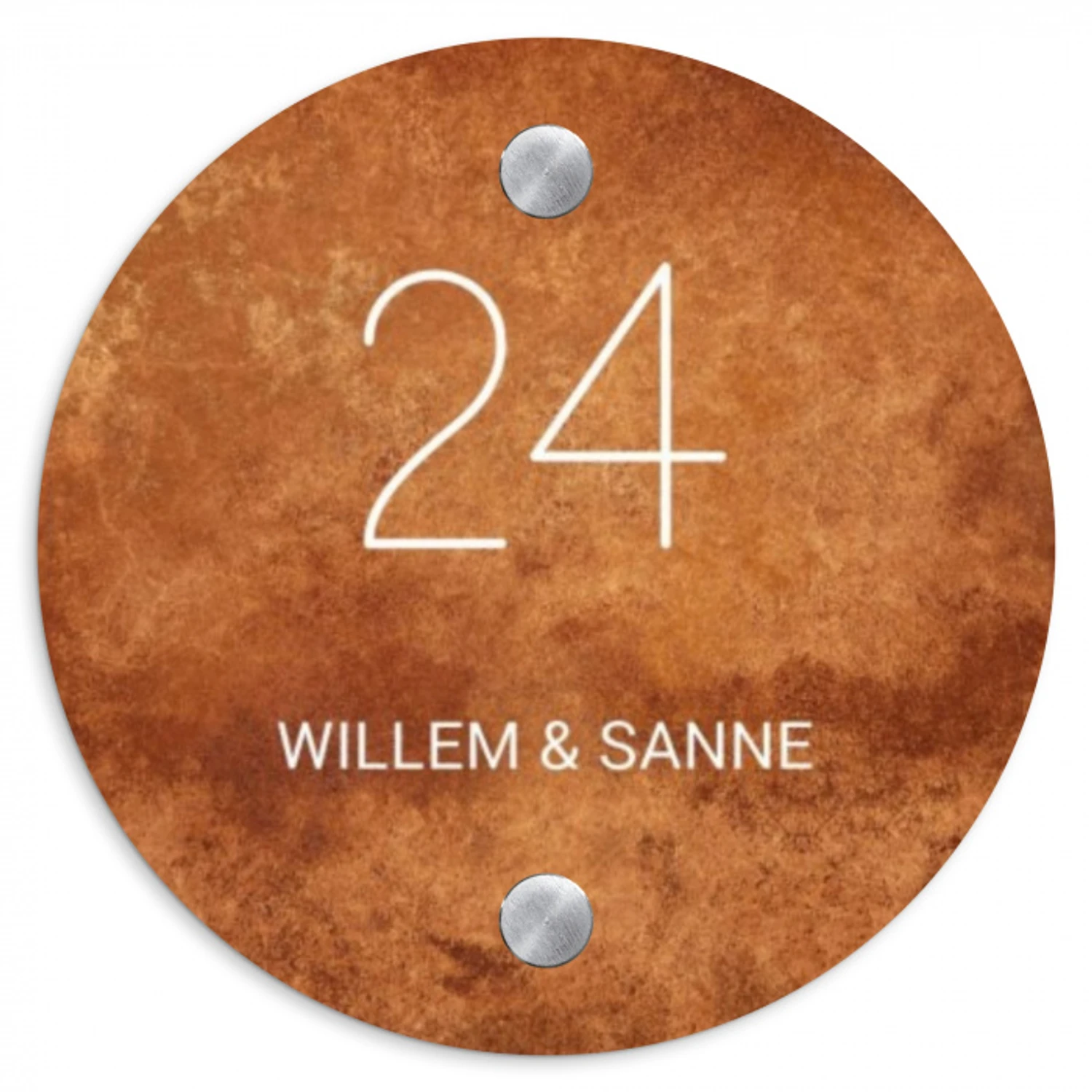 Roest - Klassiek Naambord Rond klein -3d
