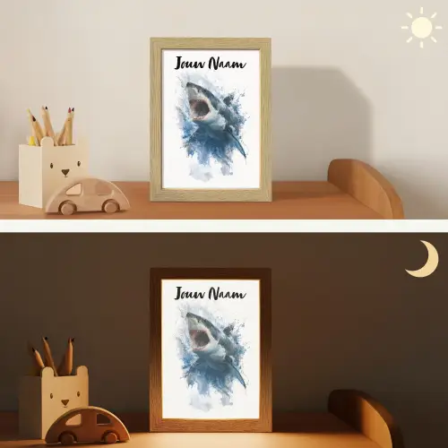 Haai - Blauw - Water Light Box met kabel (Kinderlampje) klein -sfeer3_kind
