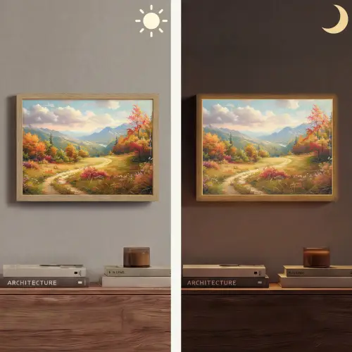 Landschap - Illustratie - Natuur Light Box met batterij (Wandlamp) middel -sfeer3